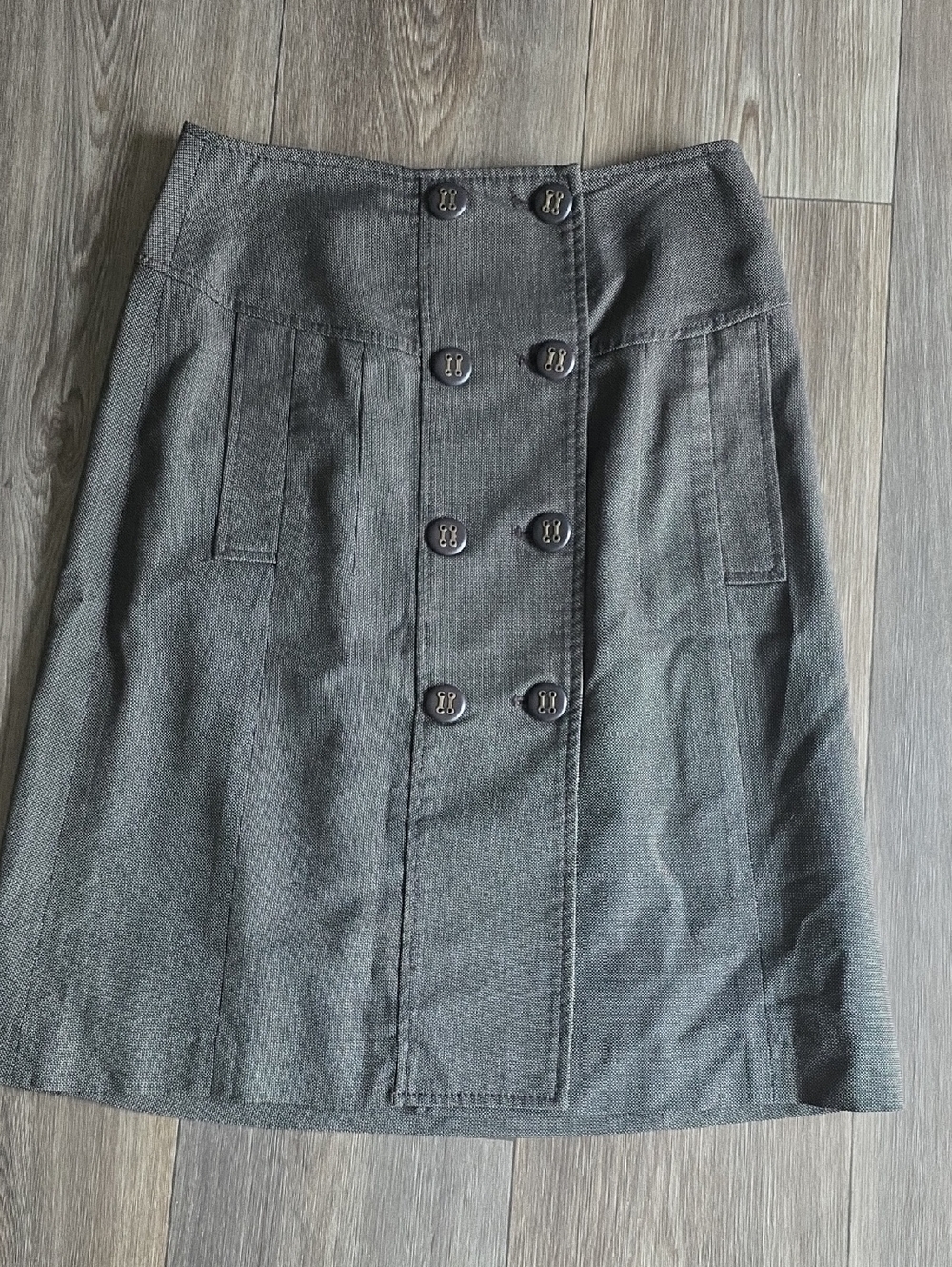 The Limited Charcoal Gray Double-Breasted A-Line Skirt